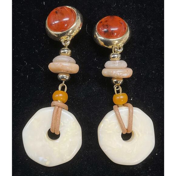 1980's Large Vintage Dangle Earrings - Picture 1 of 6